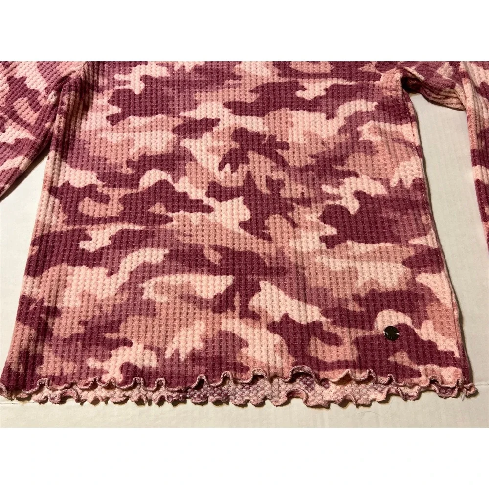 Justice Pink Camo Waffle‎ Top Shirt Long Sleeve Girls Youth SZ 14 PL NEW
